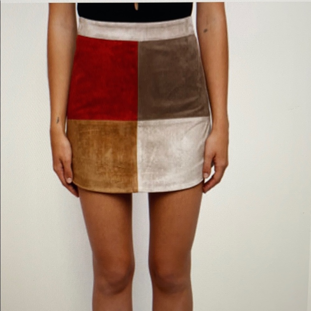 Abbeline Patchwork Shirtail Mini Skirt